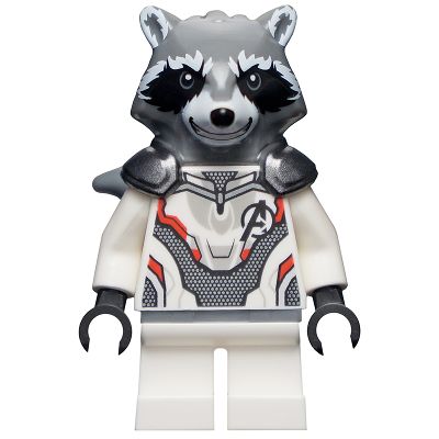 Minifigure: Rocket Raccoon White Jumpsuit, Dark Bluish Gray Head, sh0569