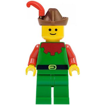 Minifigure Red Forestman with Brown Hat and Red Feather cas139 The Minifig Shop