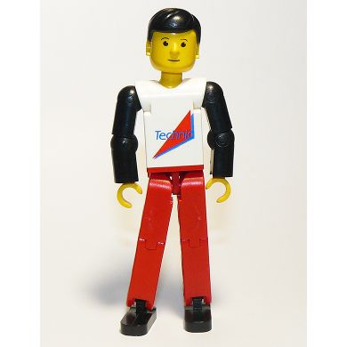 Minifigure Technic Figure Red Legs White Top with Red Triangle Black Arms tech004