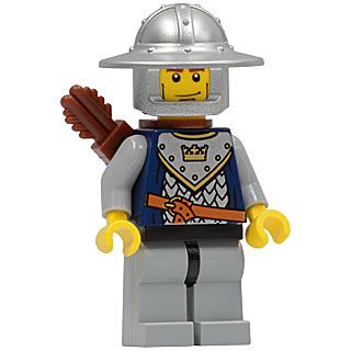 Minifigure Fantasy Era Crown Knight Scale Mail with Crown Helmet with Broad Brim Vertical Cheek Lines Quiver cas347 The Minifig Shop