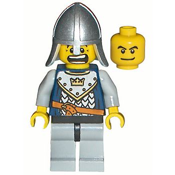 Minifigure Fantasy Era Crown Knight Scale Mail with Crown Helmet with Neck Protector Dual Sided Head cas341 The Minifig Shop