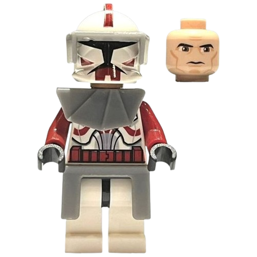Minifigure Clone Trooper Commander Fox Phase 1 Dark Bluish Gray Visor Pauldron and Kama Large Eyes sw0202a The Minifig Shop