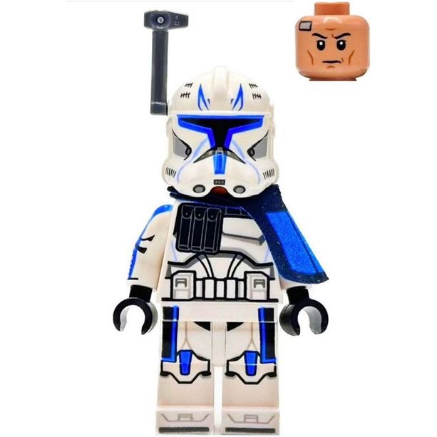 Minifigure Clone Trooper Captain Rex 501st Legion Phase 2 Blue Cloth Pauldron Rangefinder Printed White Arms sw1315 The Minifig Shop